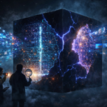 AI cube and researchers in space