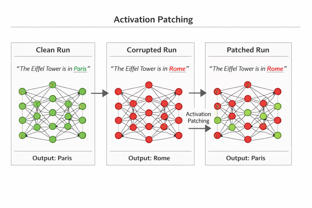 Activation patching workflow visualization