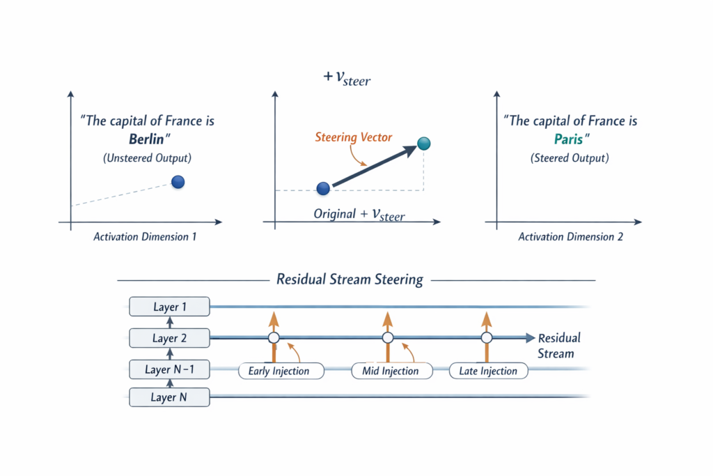 Activation steering in Transformer models