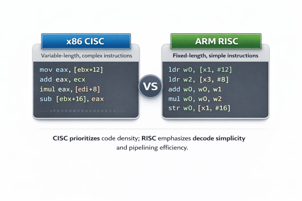 CISC vs RISC code comparison