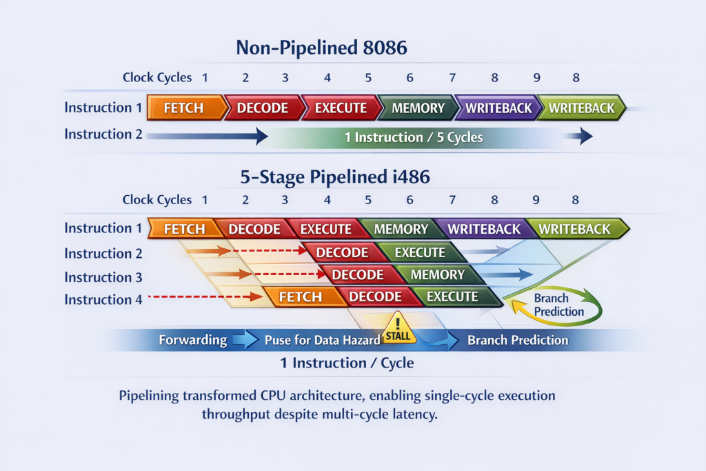 CPU architecture comparison 8086 vs i486