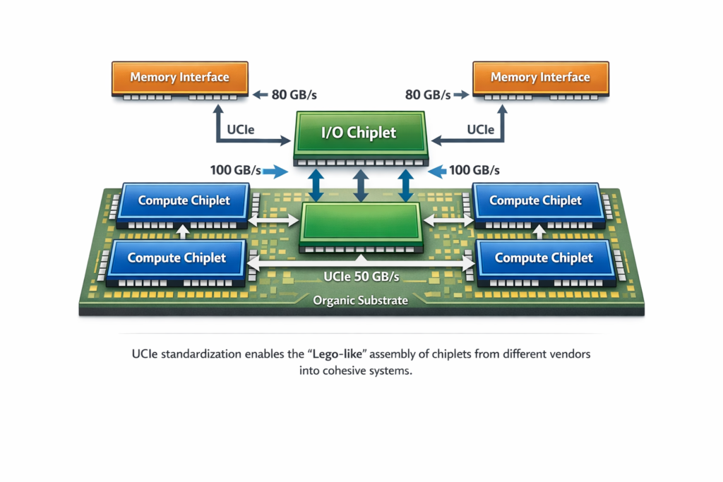 Chiplet processor design with UCIe links