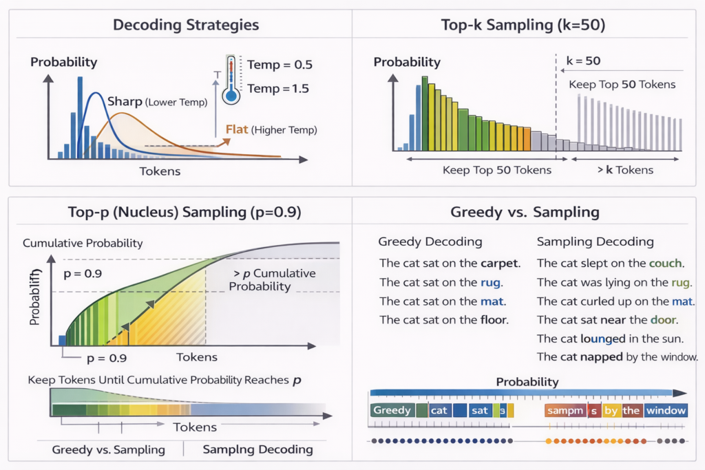 Decoding strategies for text generation