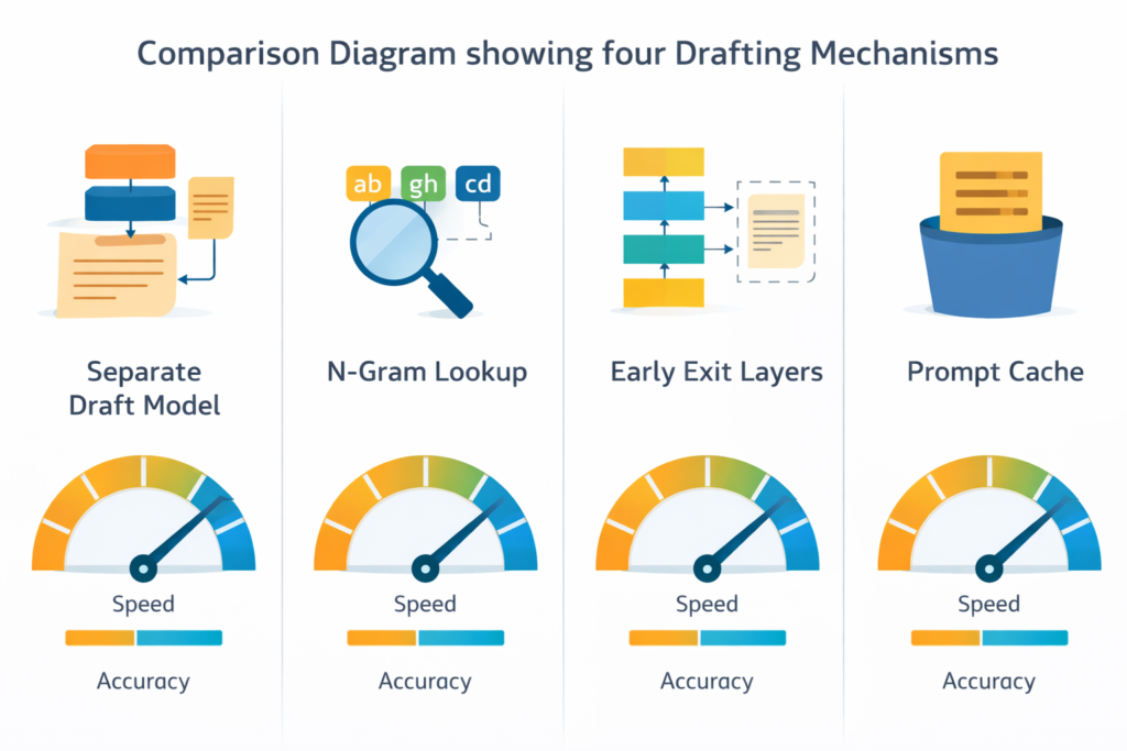 Drafting mechanism comparison diagram