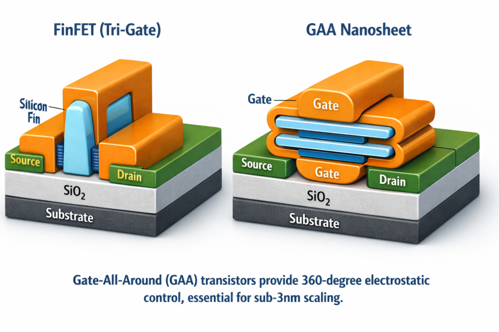 FinFET vs GAA transistor comparison