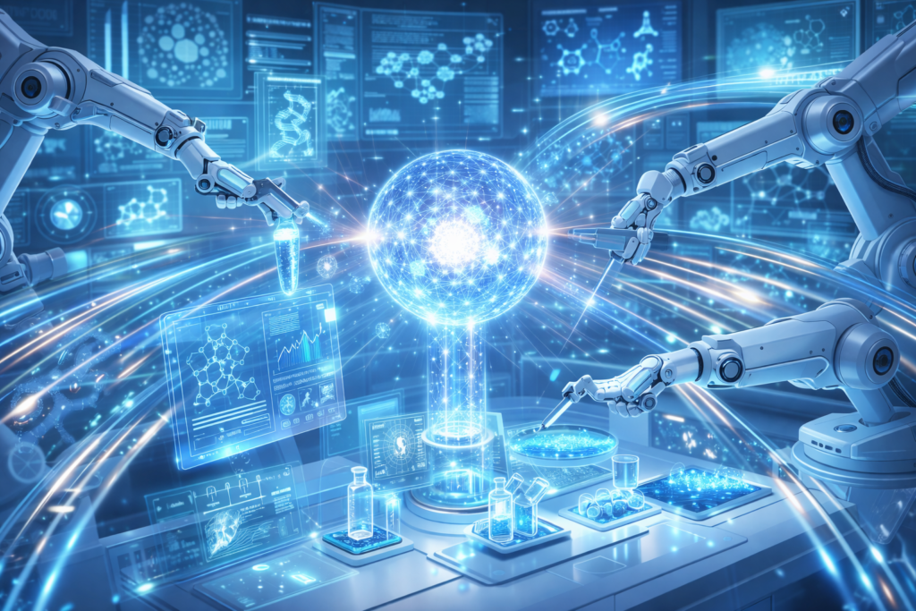 Futuristic AI-powered laboratory experiment