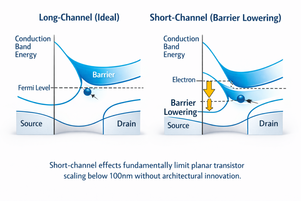 MOSFET energy band comparison diagram