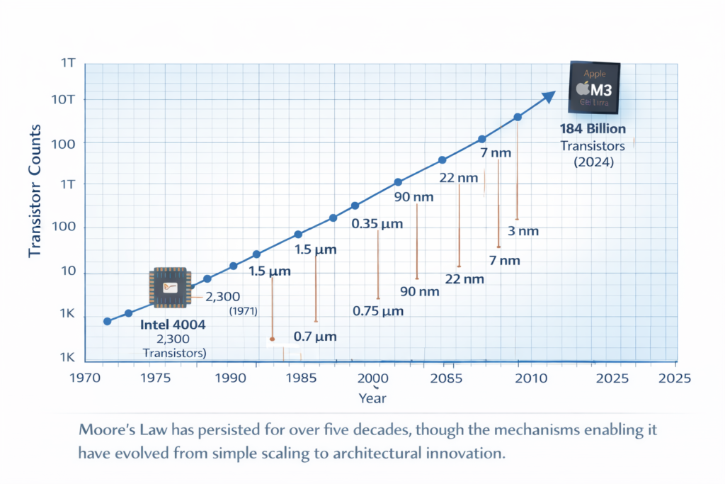 Moore's Law Transistor Growth over Time
