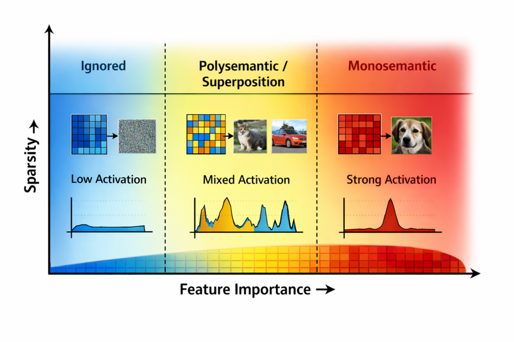 Neural phase diagram of feature importance