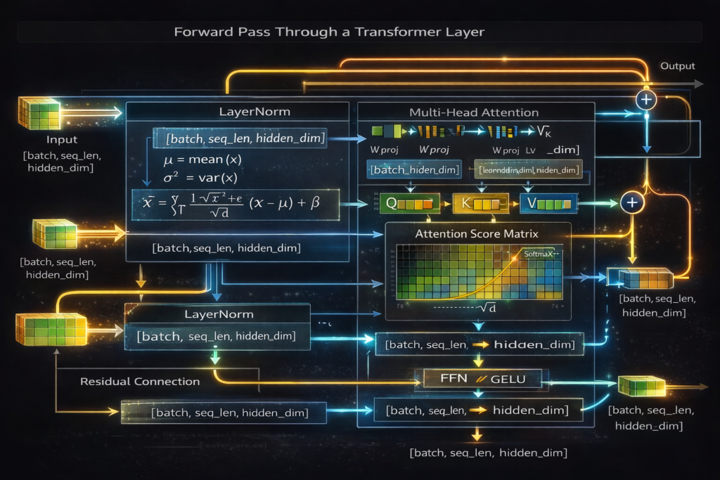Transformer layer forward pass diagram