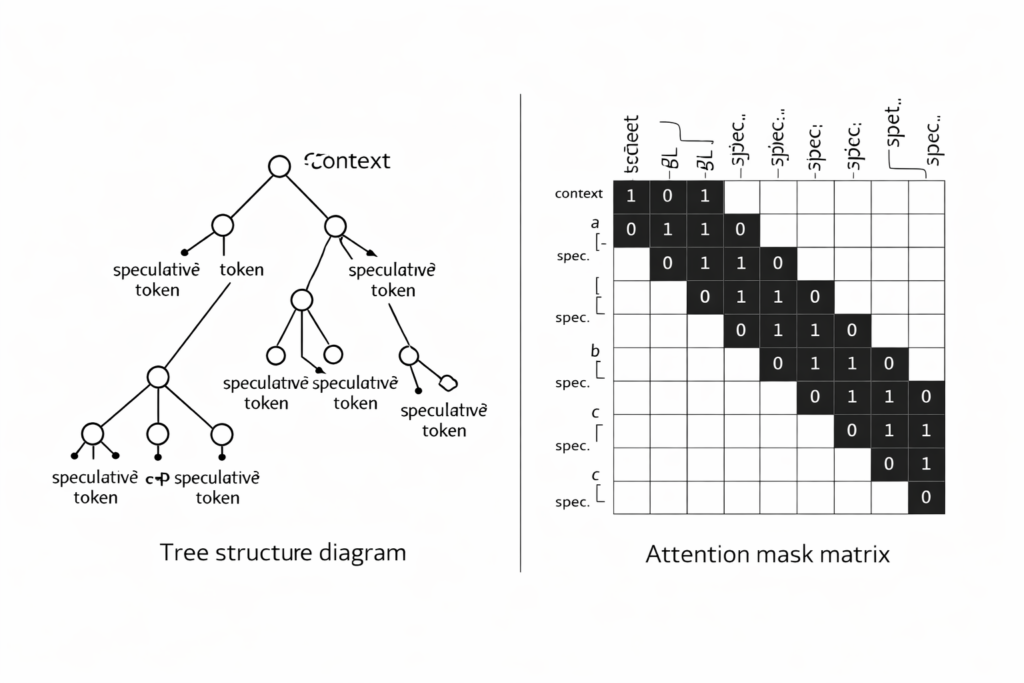 Tree structure and attention mask diagram