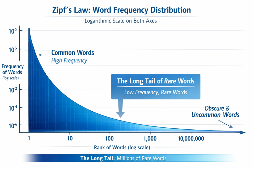 Zipf's Law graph with word frequencies